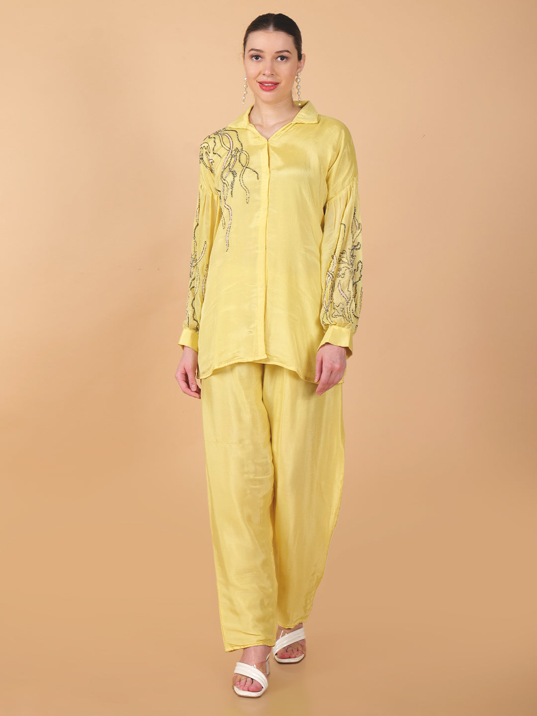 Suique Yellow Embellished Co-ord Set