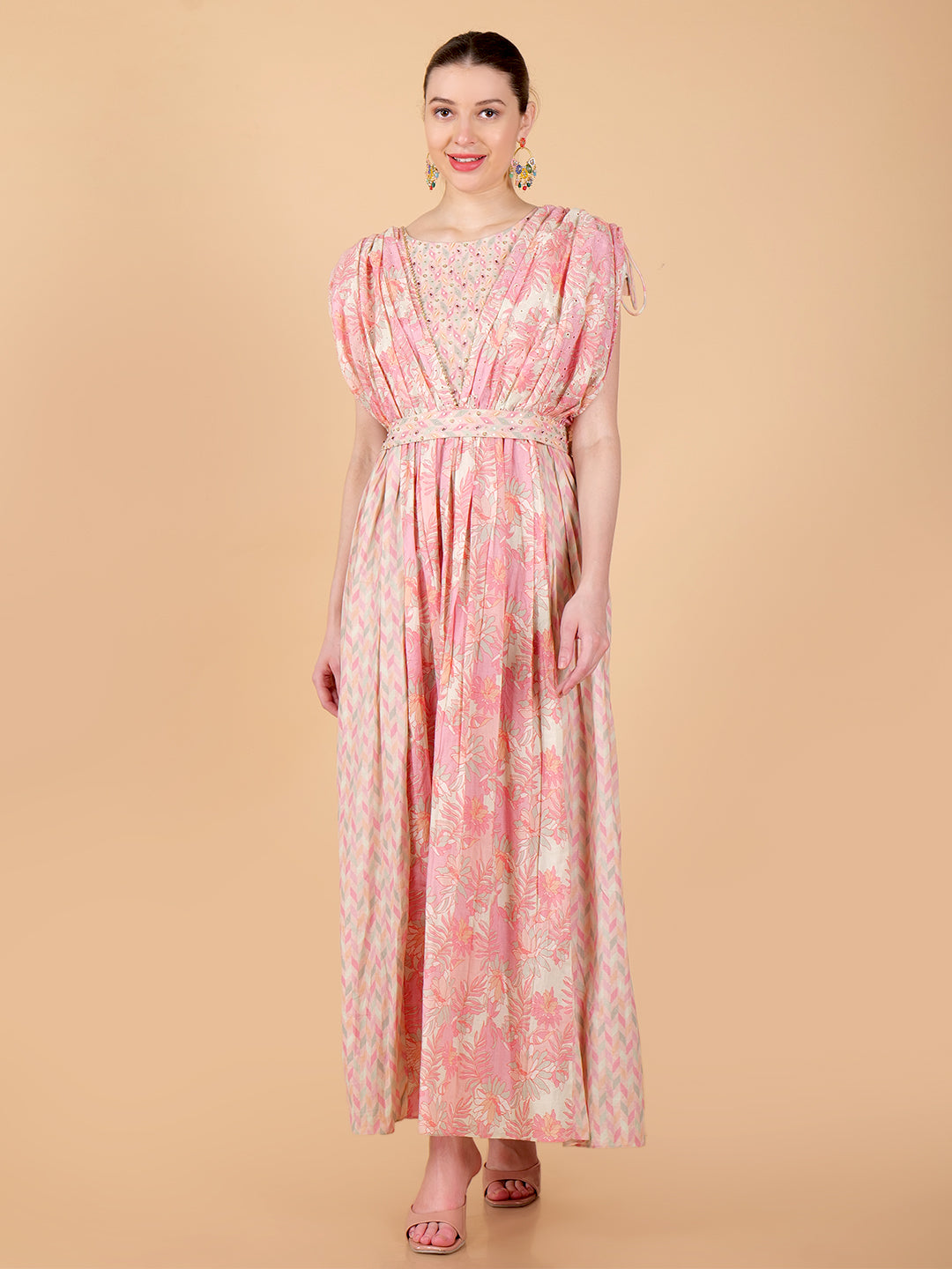 Suique Pastel Pink Floral Dress
