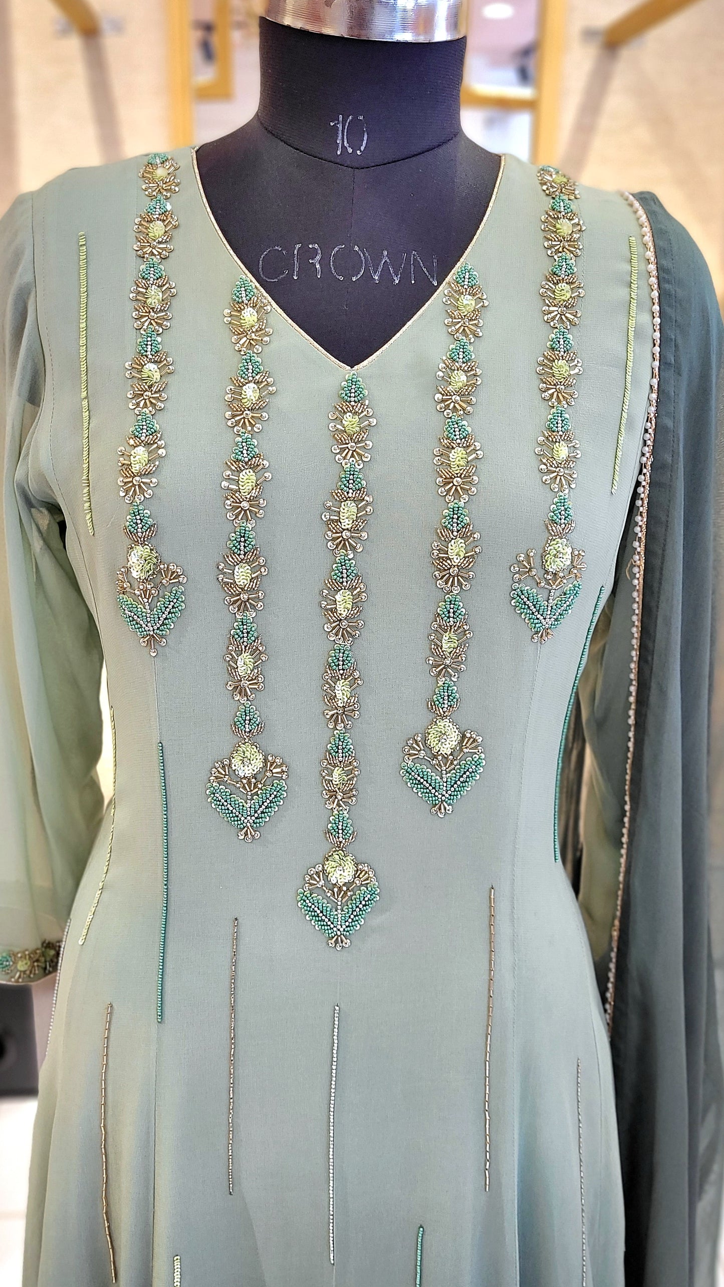 Suique Sea Green Embellished Anarkali Set