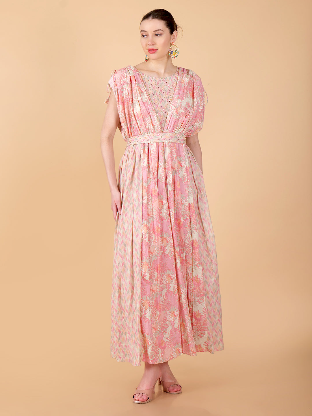 Suique Pastel Pink Floral Dress