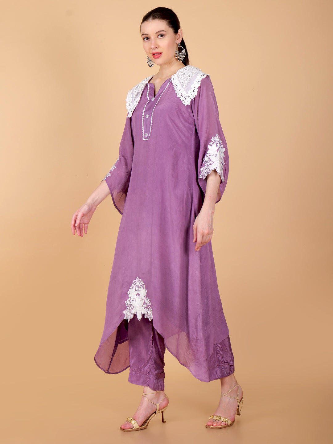 Suique Lavender Chinon Kurta Set