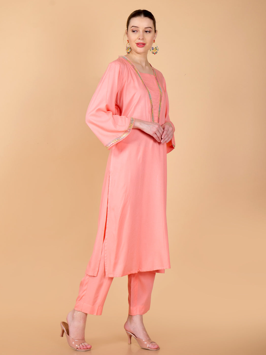 Suique Coral Peach Kurta Set