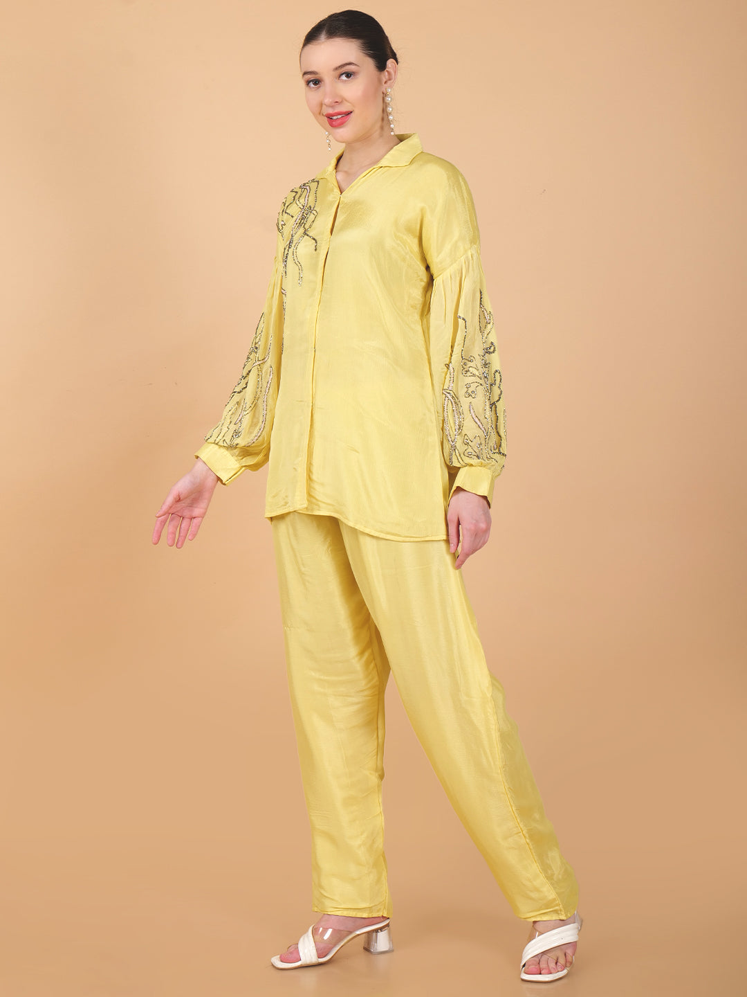 Suique Yellow Embellished Co-ord Set