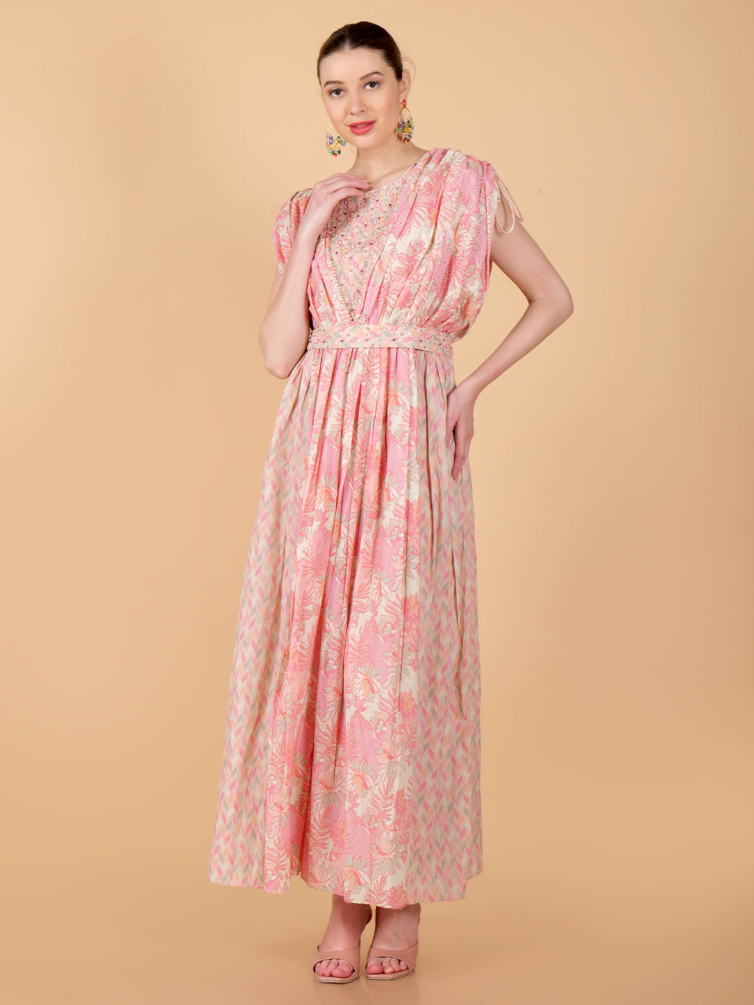 Suique Pastel Pink Floral Dress