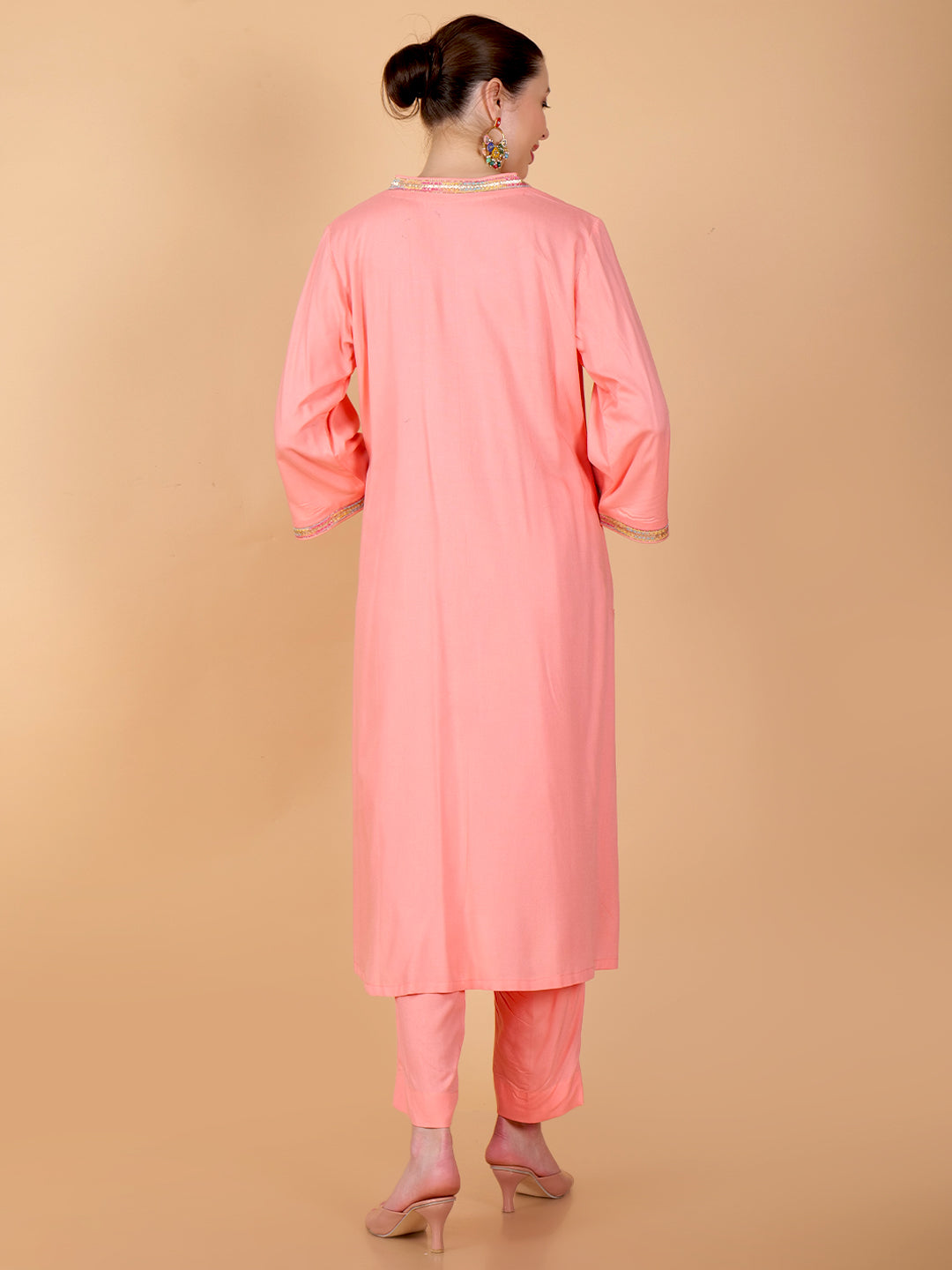 Suique Coral Peach Kurta Set