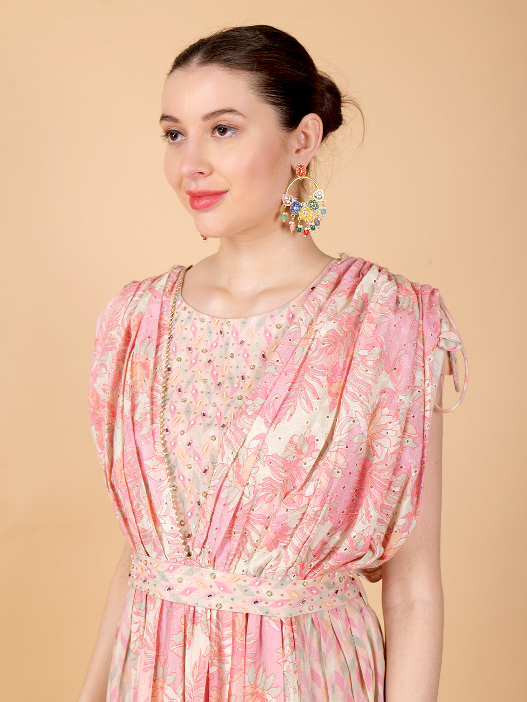 Suique Pastel Pink Floral Dress
