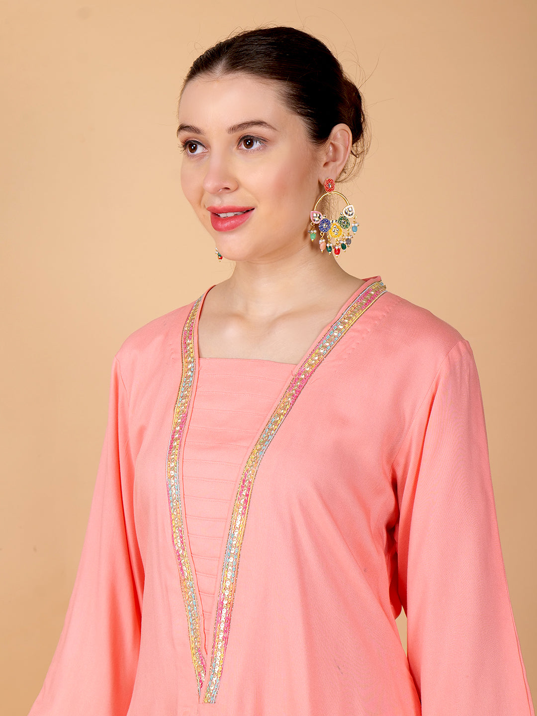 Suique Coral Peach Kurta Set