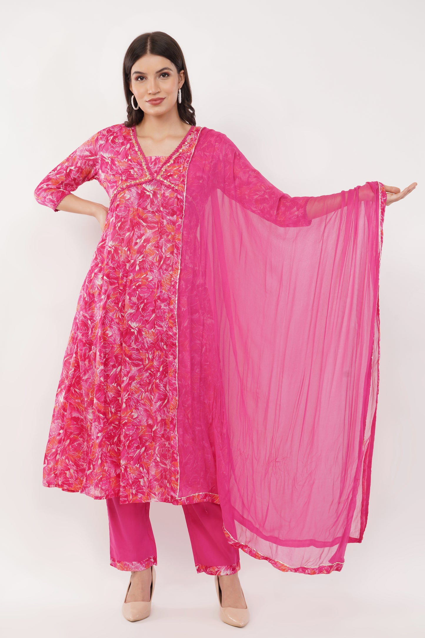 Suique Vibrant Fuchsia Floral Alia cut Anarkali