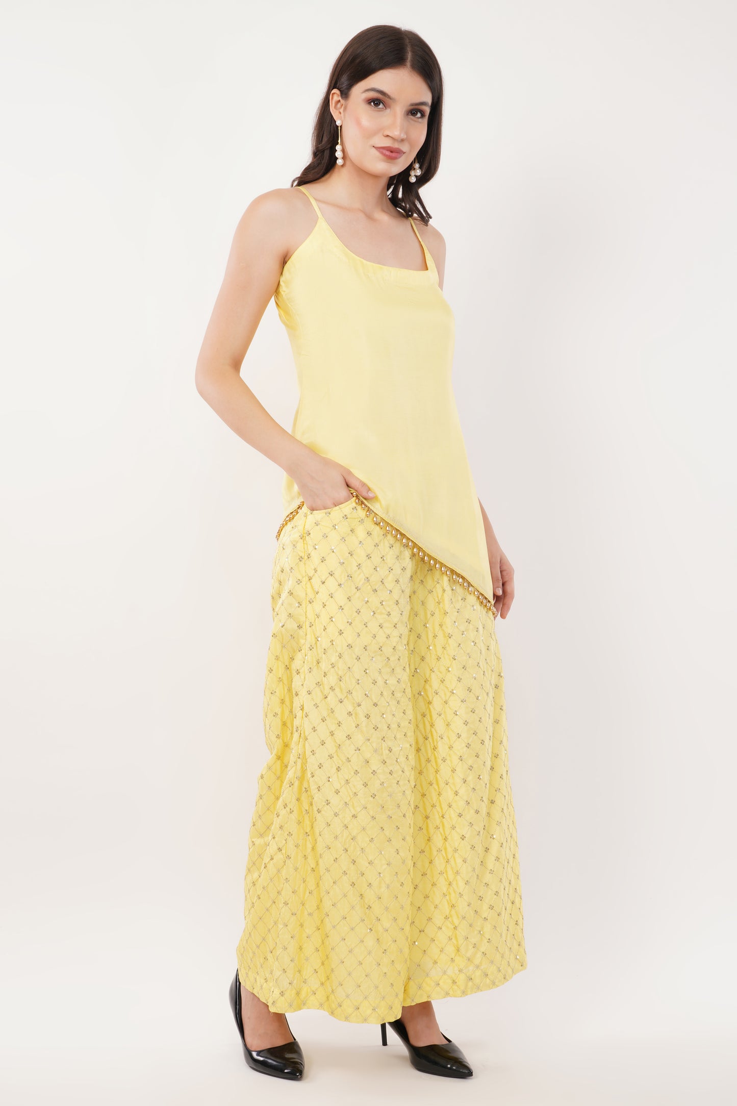 Suique Lemon Zest Palazzo Set