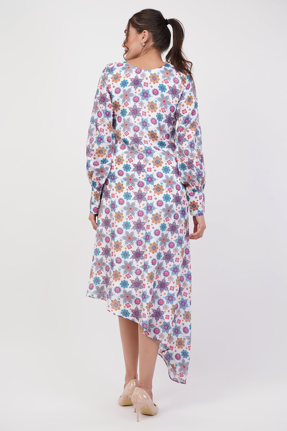 Suique Vibrant Floral Asymmetrical Dress