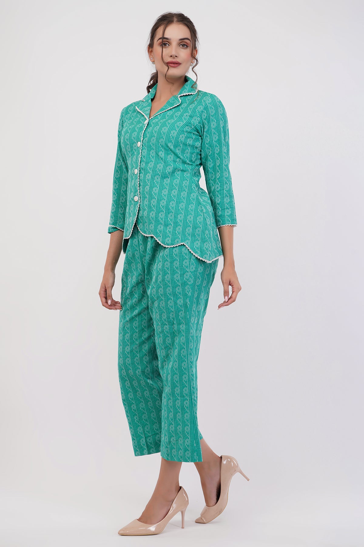 Suique Vibrant Teal Printed Co-ord Set