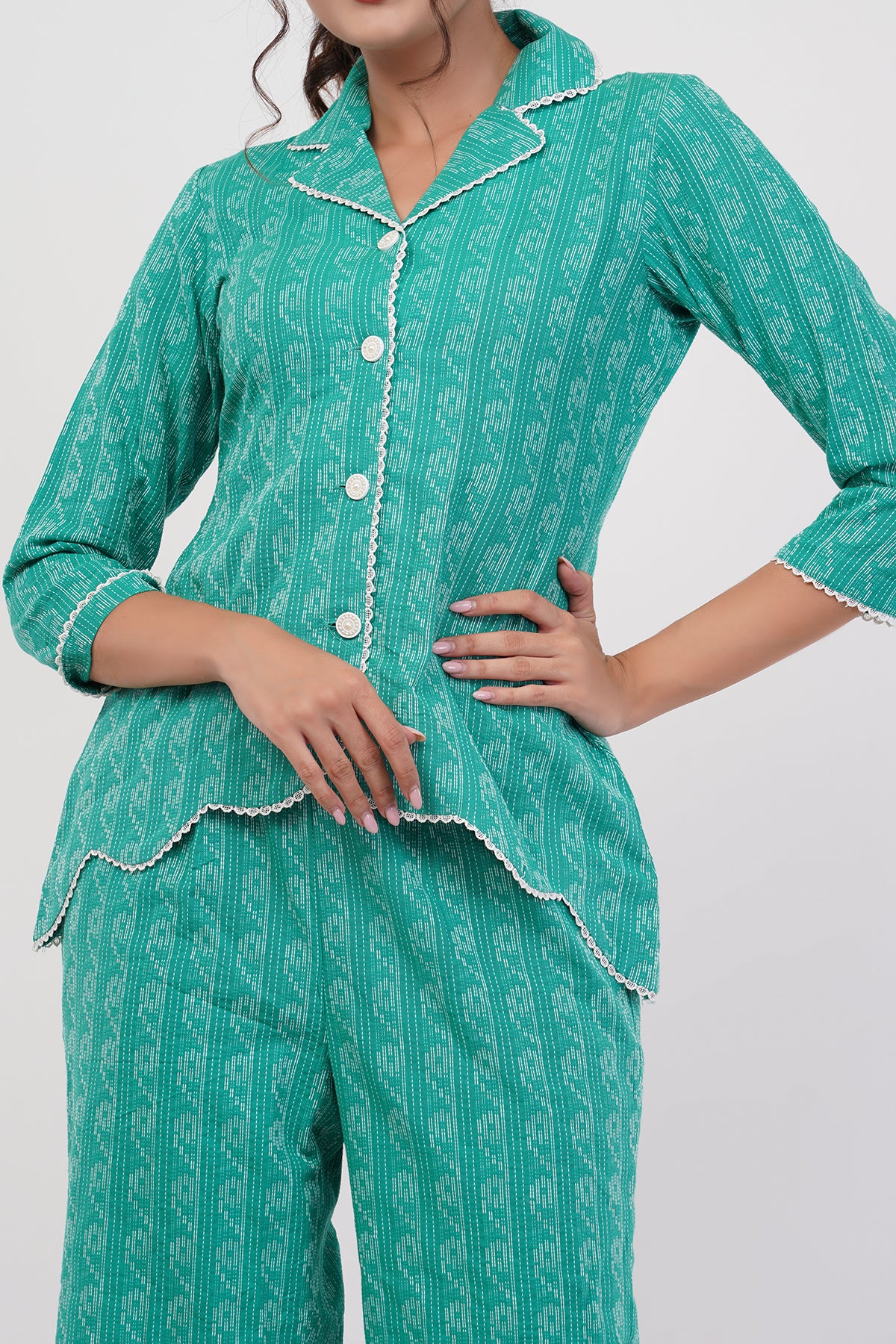 Suique Vibrant Teal Printed Co-ord Set