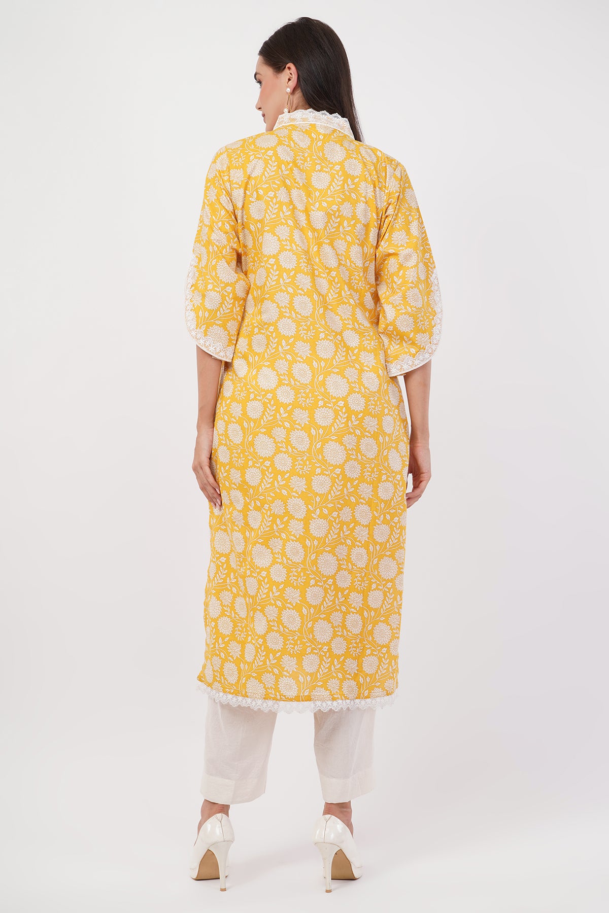 Suique Sunny Yellow Printed Suit Set
