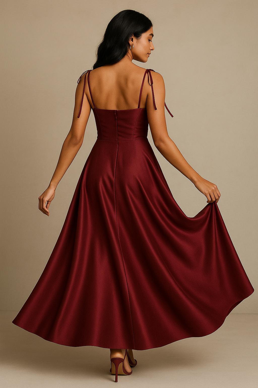 Suique Satin Corset Flared Gown