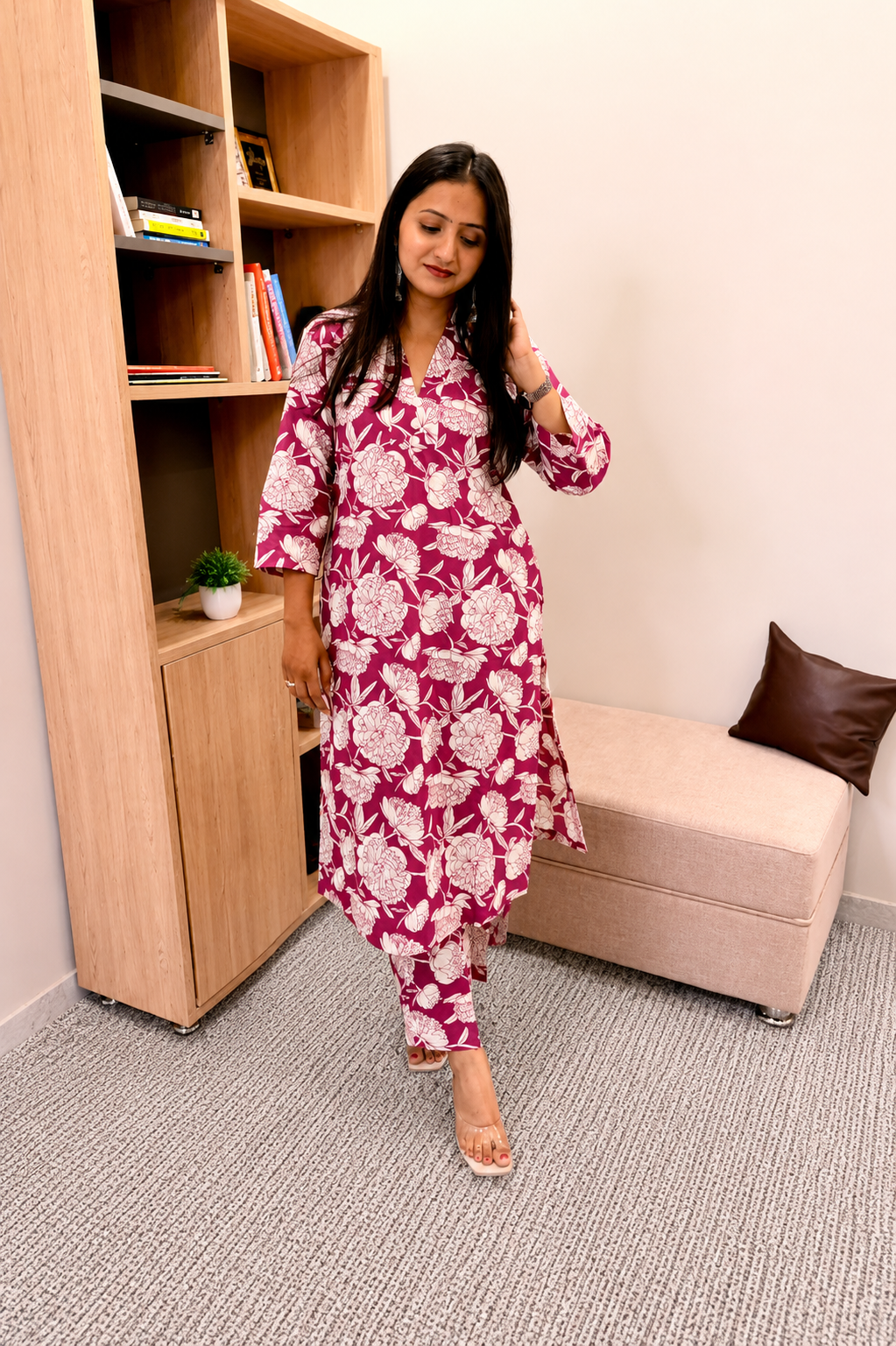 Floral Pure Cotton Kurta Set