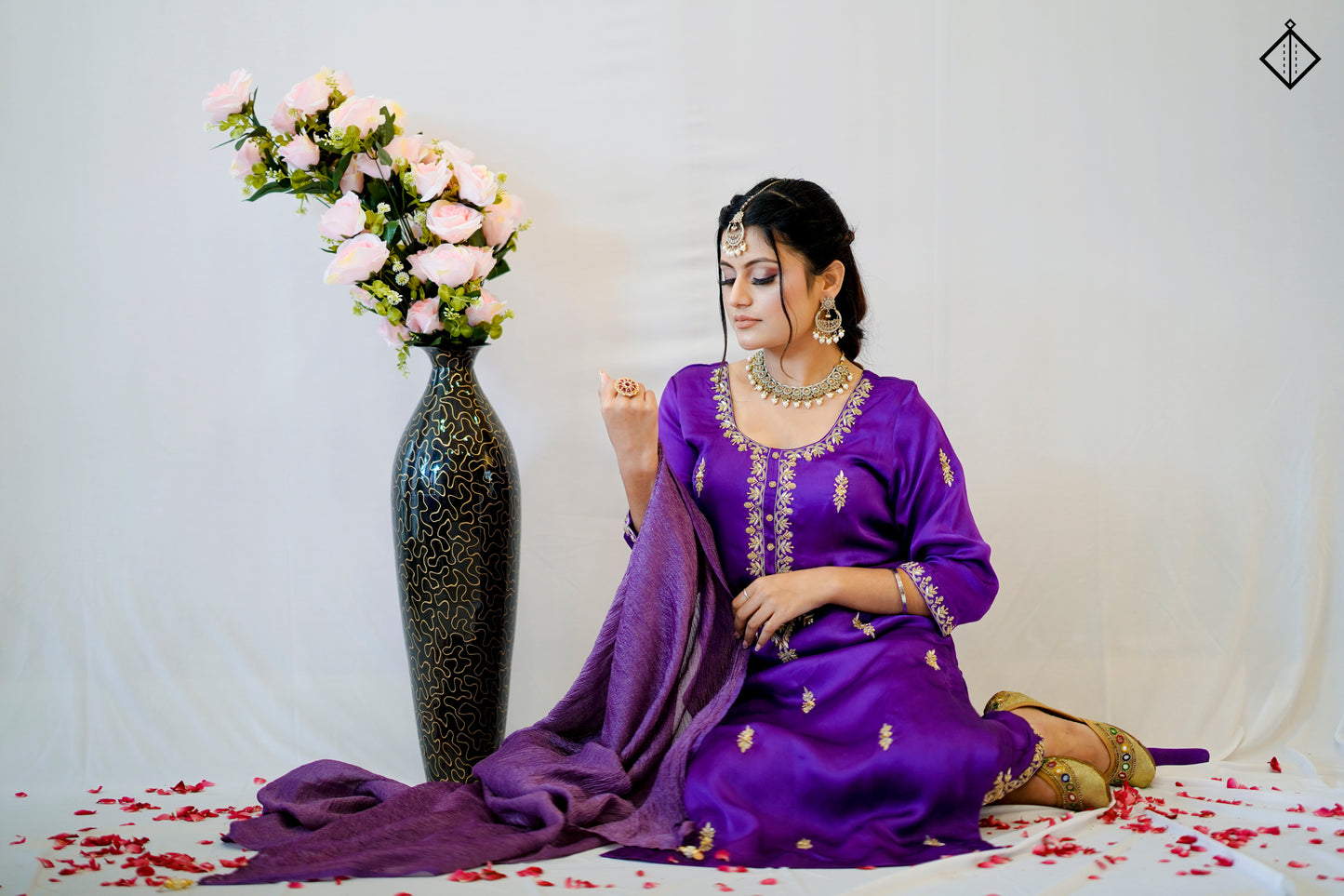 Suique Royal Purple Embroidered Suit Set