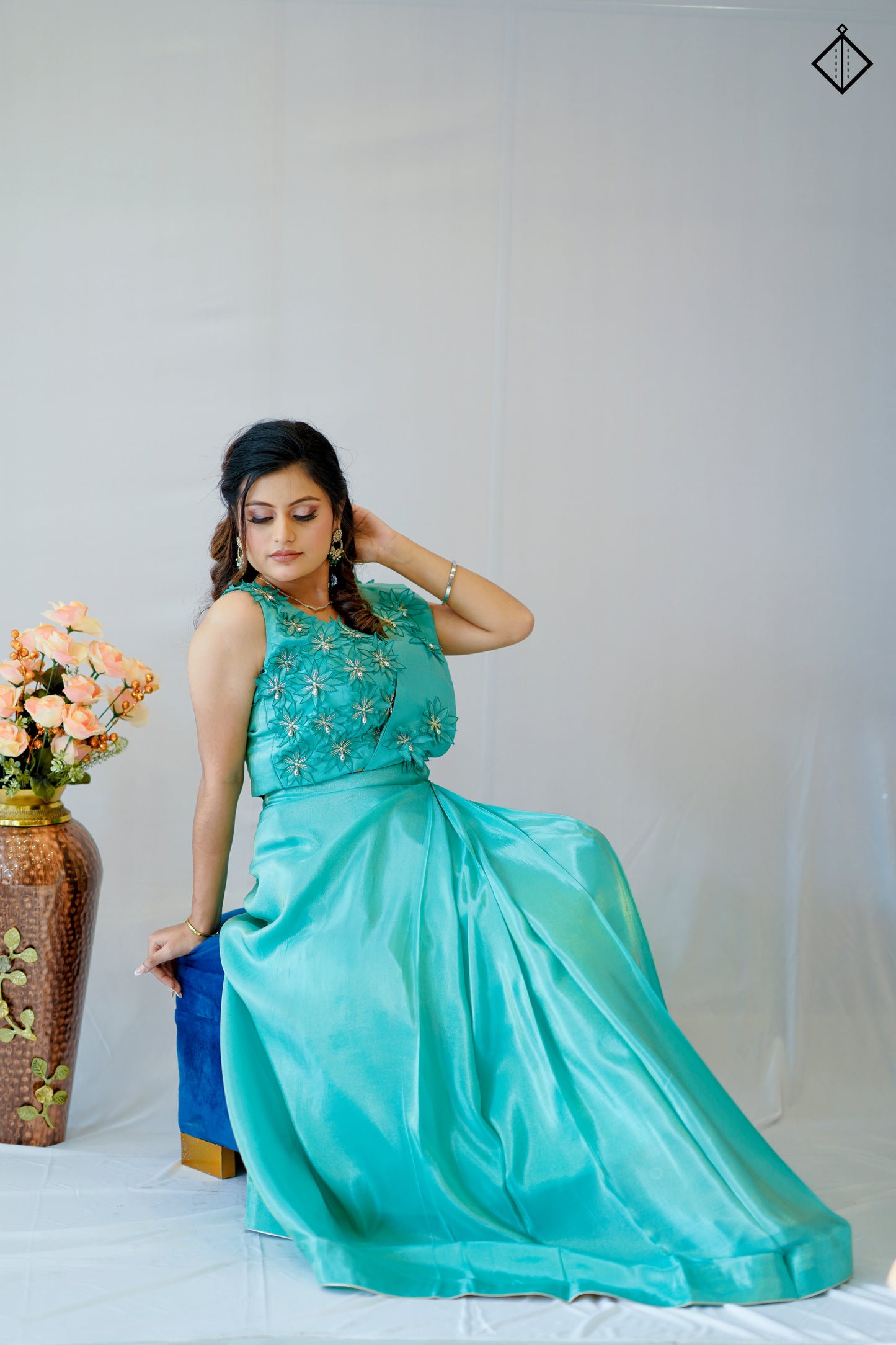 Suique Aquamarine Elegance Saree cum Gown