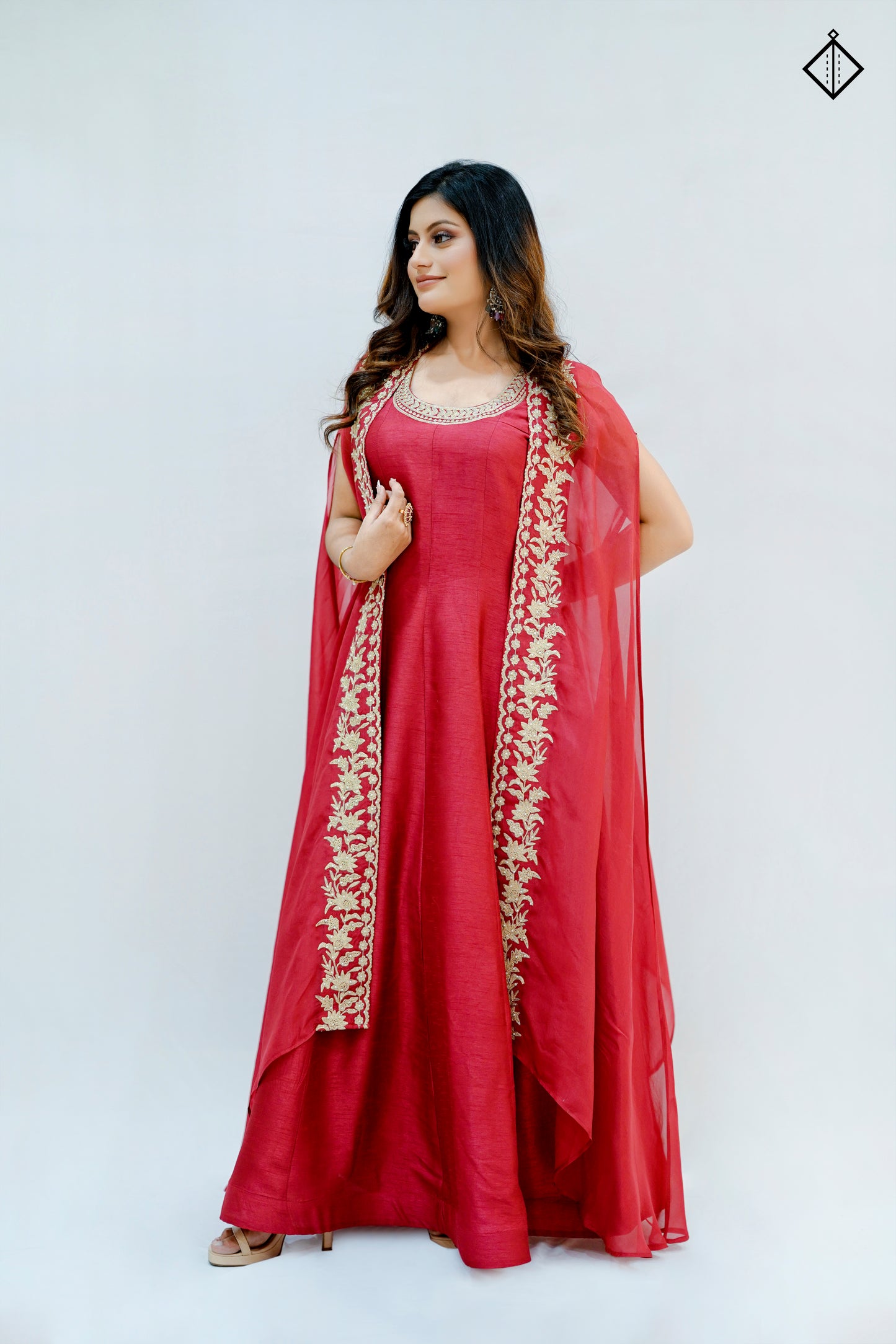Suique Hot Pink Anarkali Set with Shrug