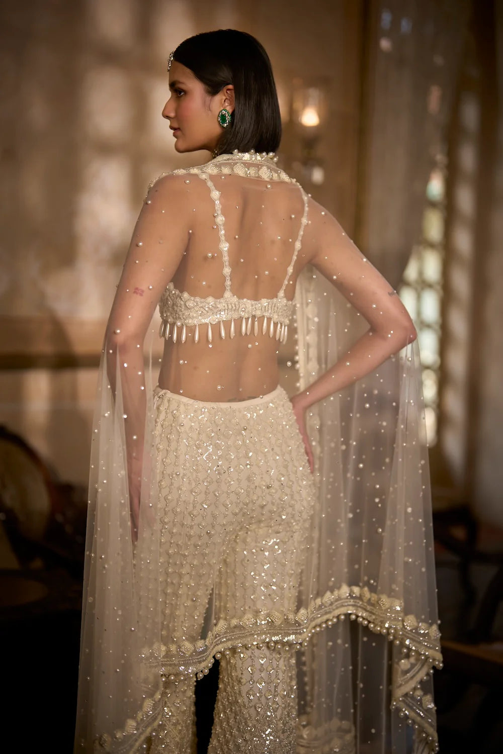 Cream Sharara Pant Set - SEEM4 GUJR4L