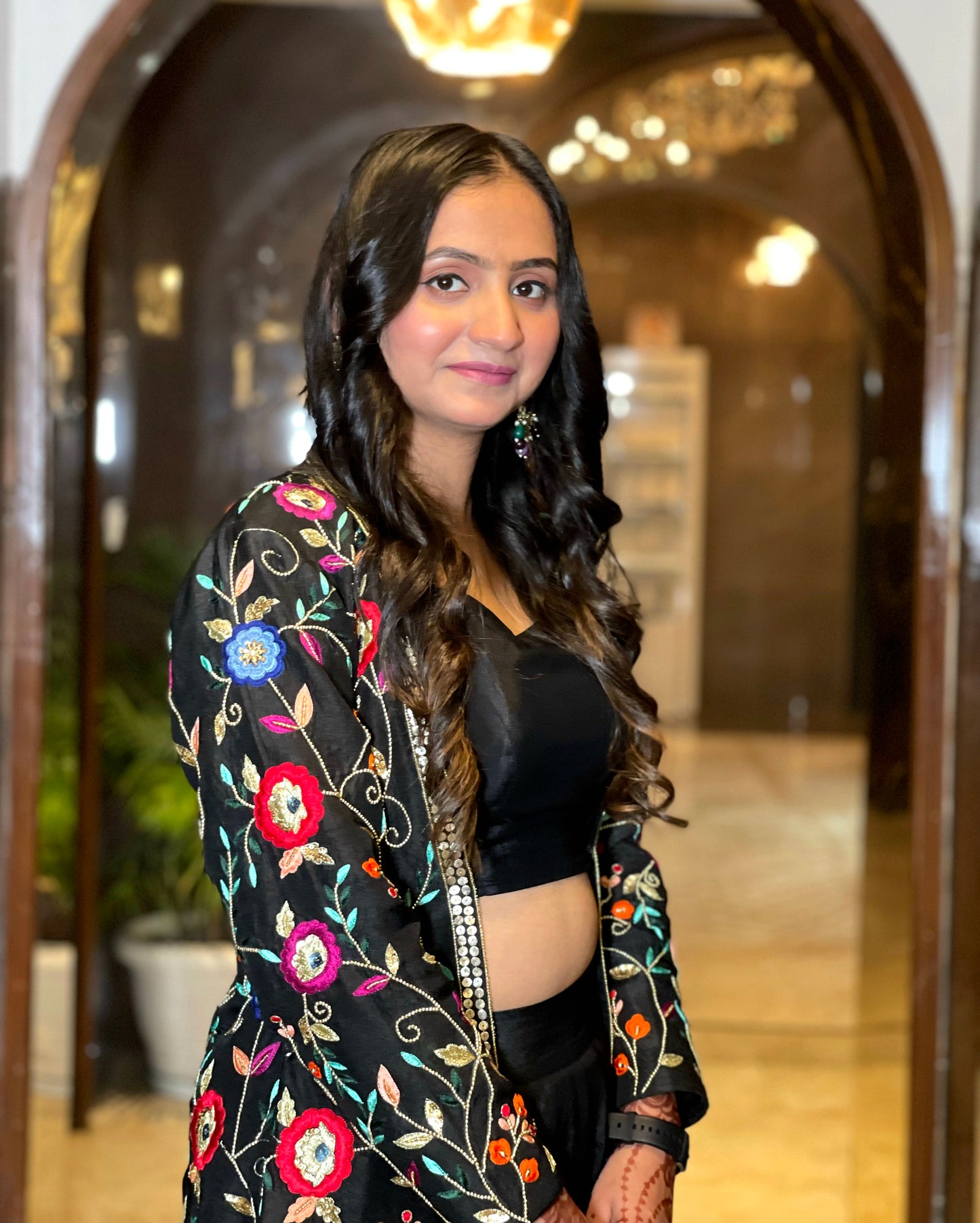 Suique Black Lehenga with Embroidered Jacket