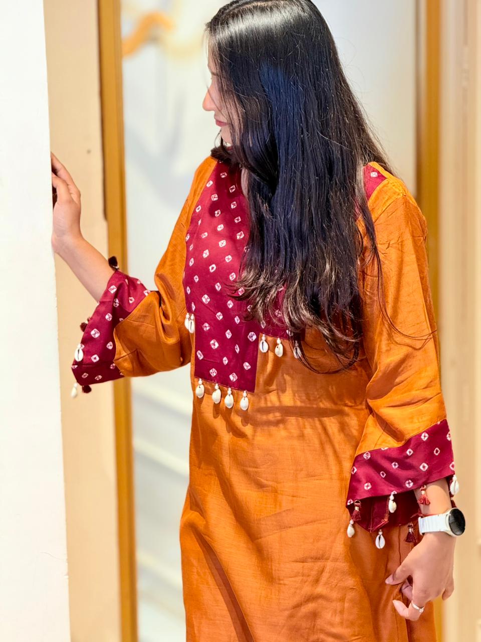 Rust Orange Mul - Mul cotton Kurta Set