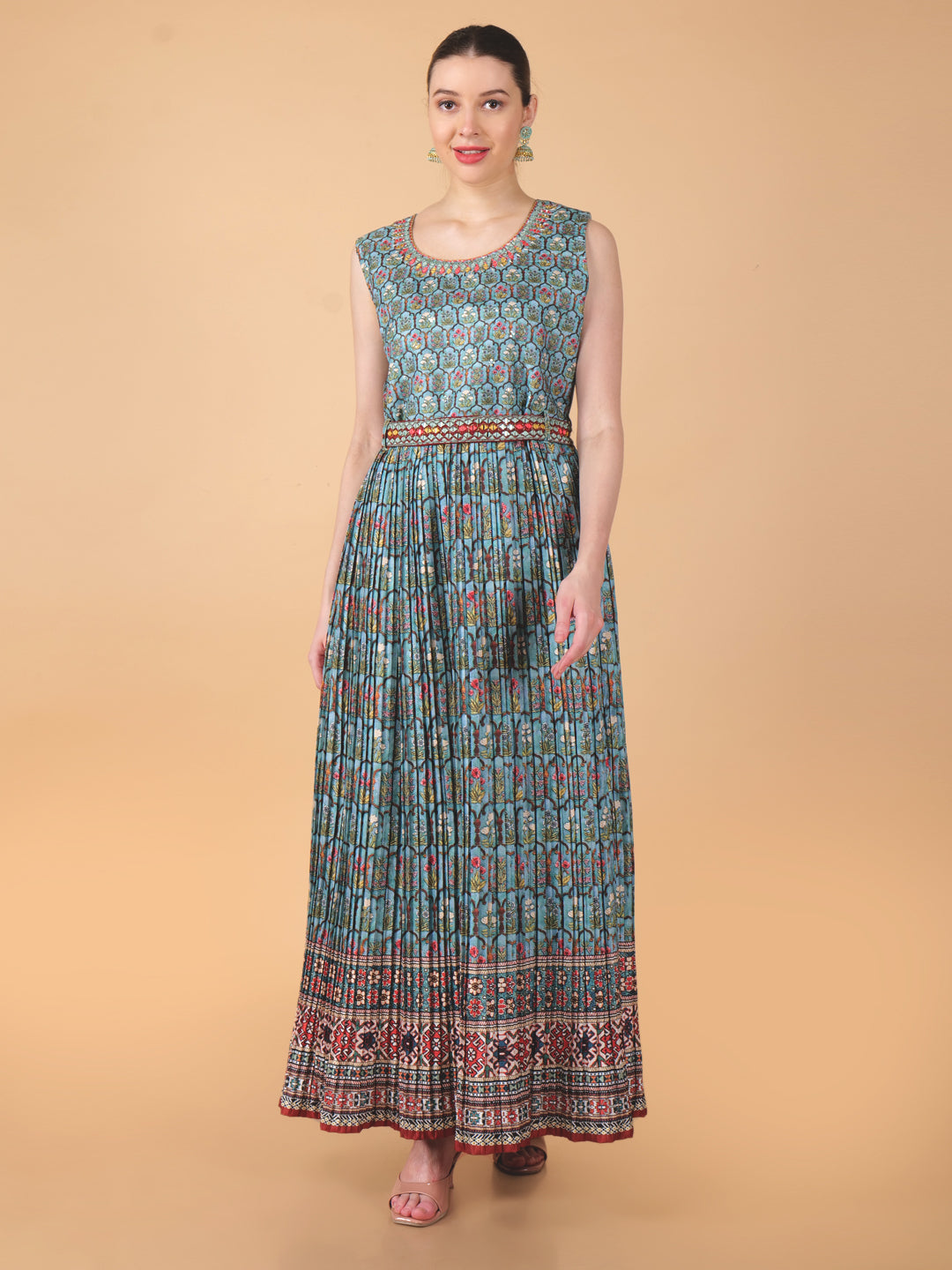 Suique Mirror work Printed Dress