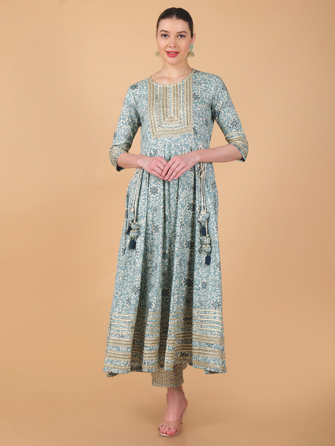 Suique Grey Embellished Anarkali Suit