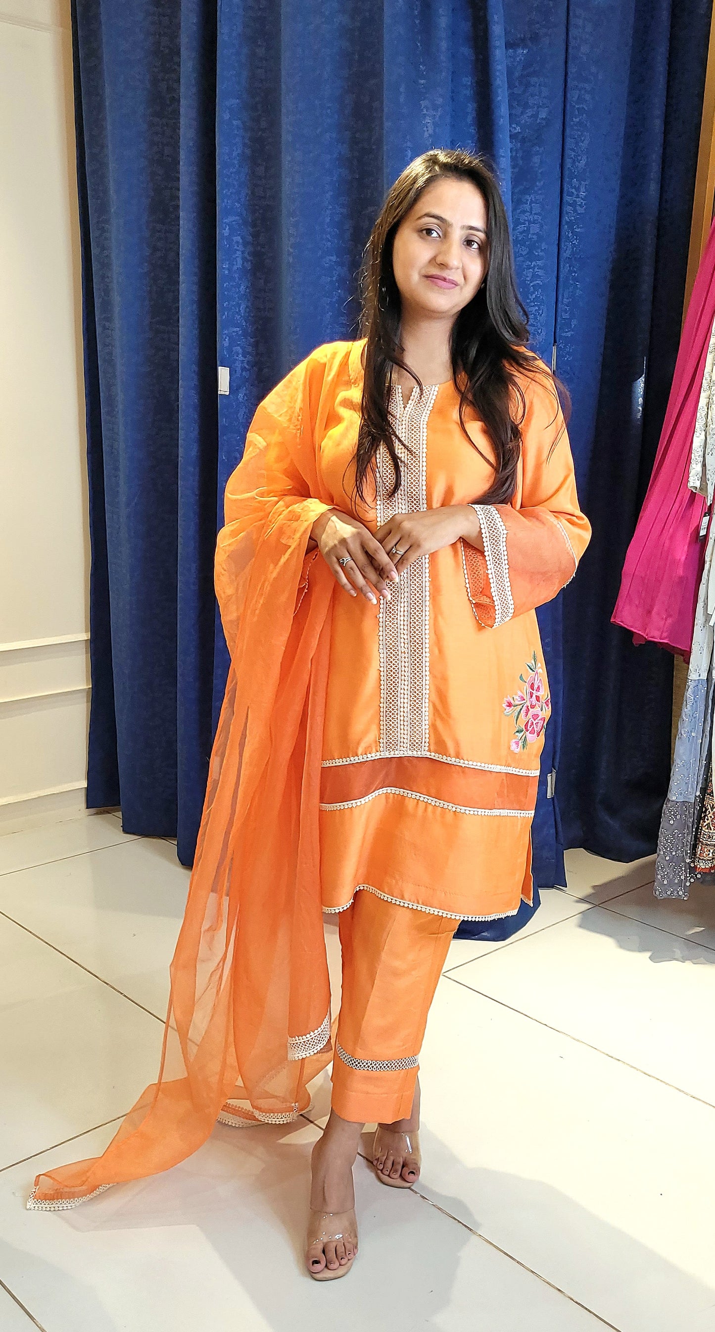 Suique Kurta set in Marigold Orange
