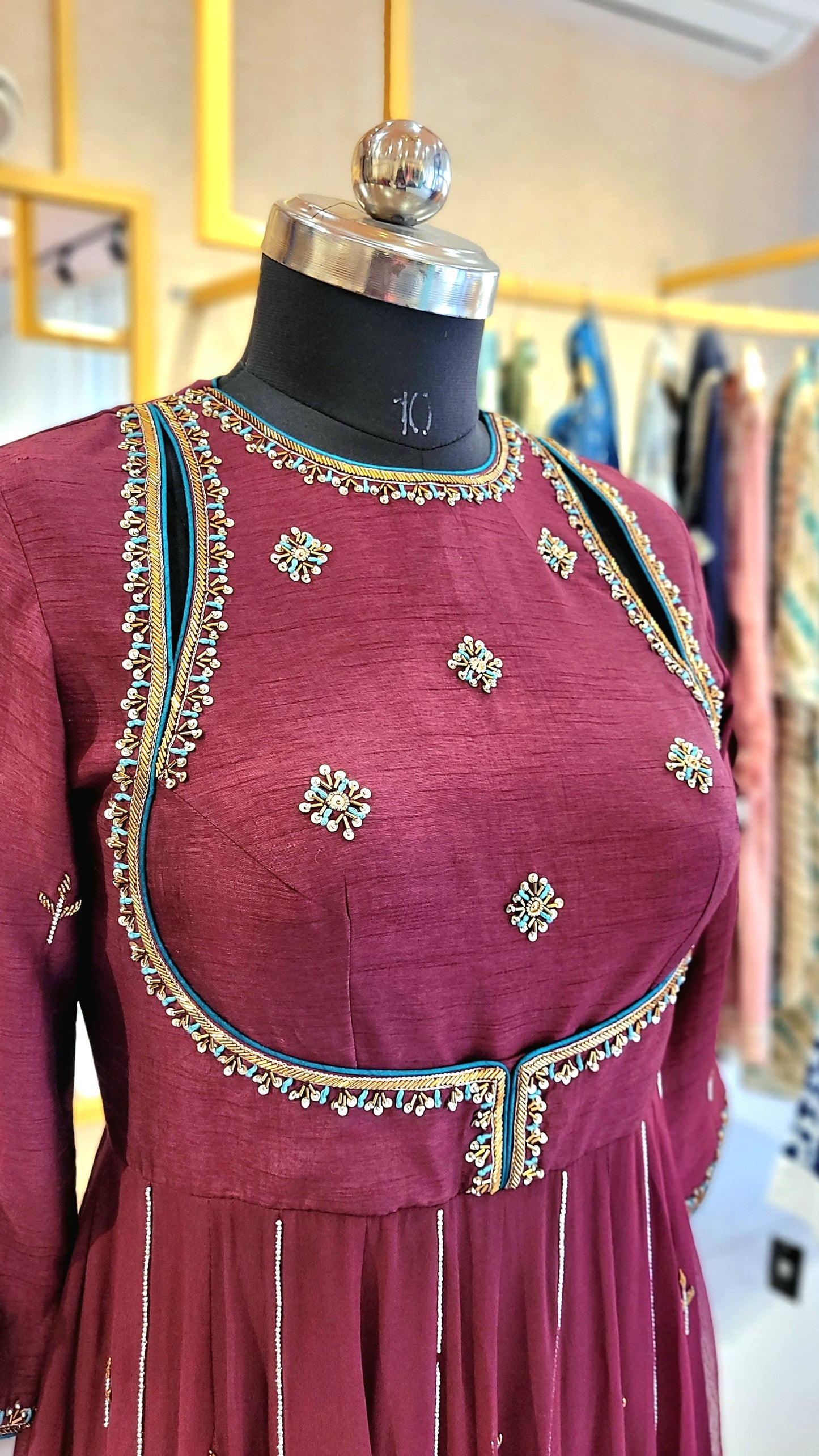 Suique Maroon Embroidered Anarkali Gown