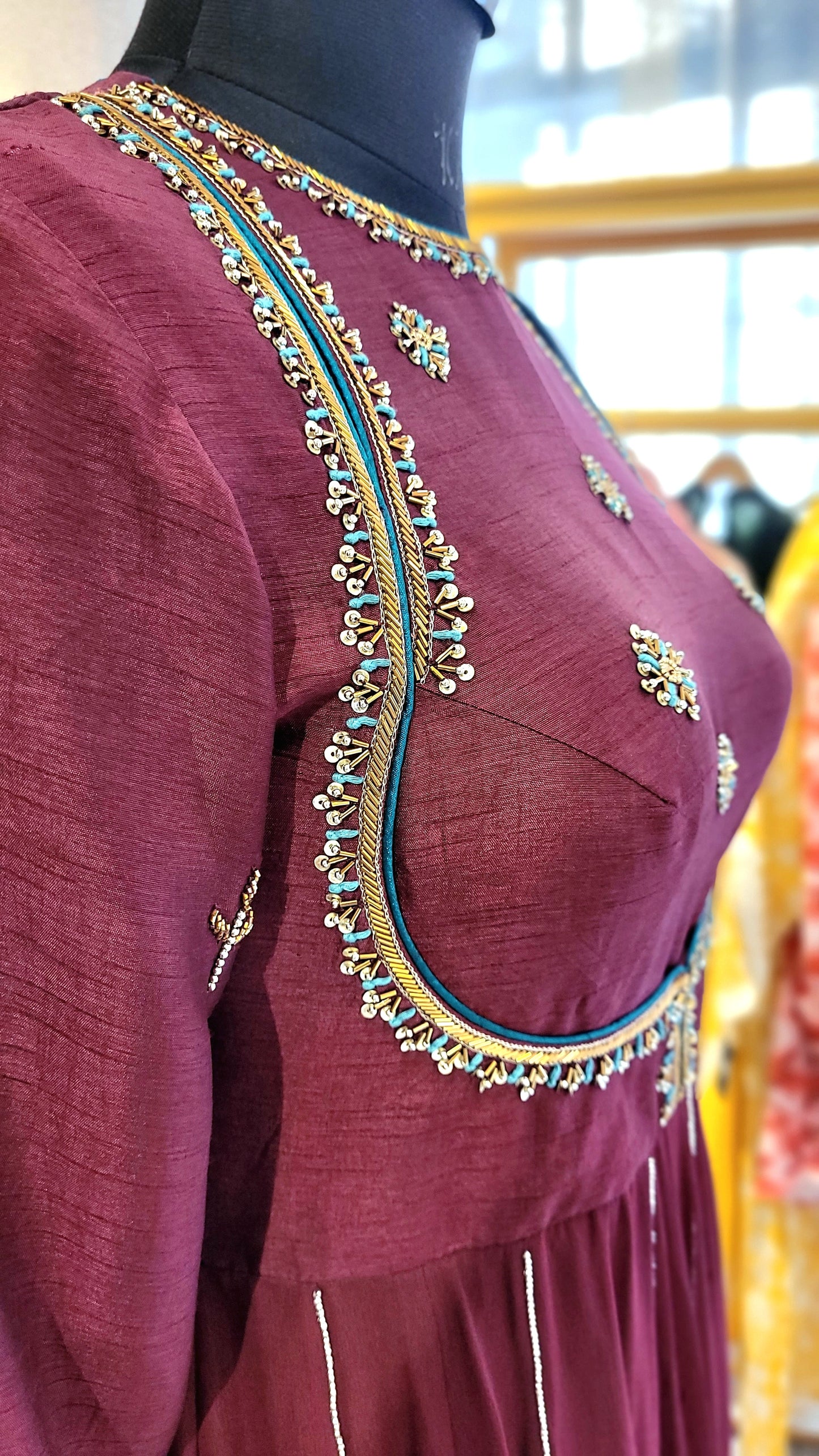 Suique Maroon Embroidered Anarkali Gown