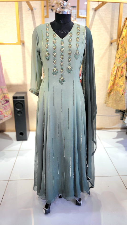 Suique Sea Green Embellished Anarkali Set