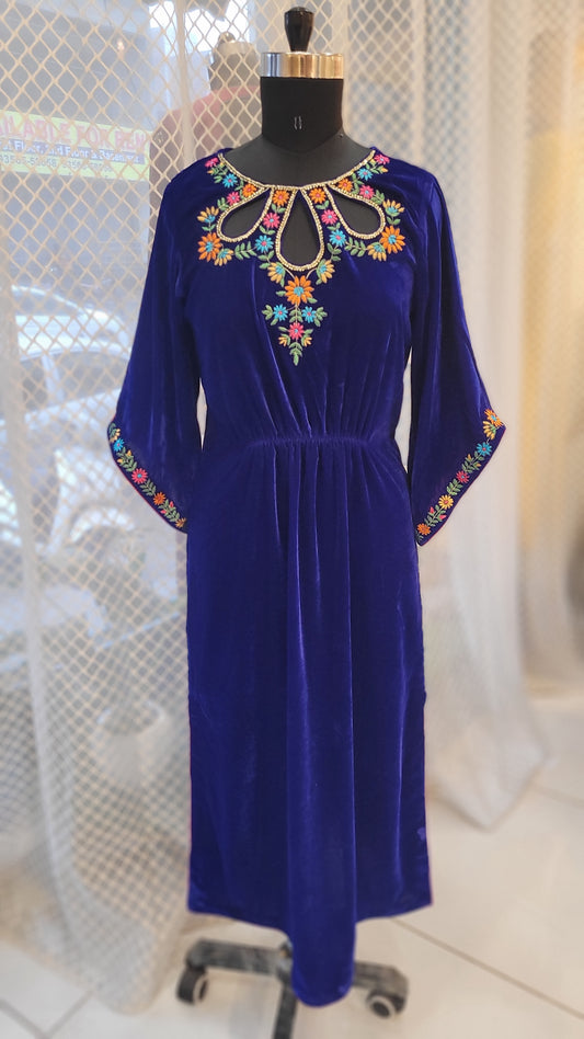 Suique Royal Blue Velvet Dress