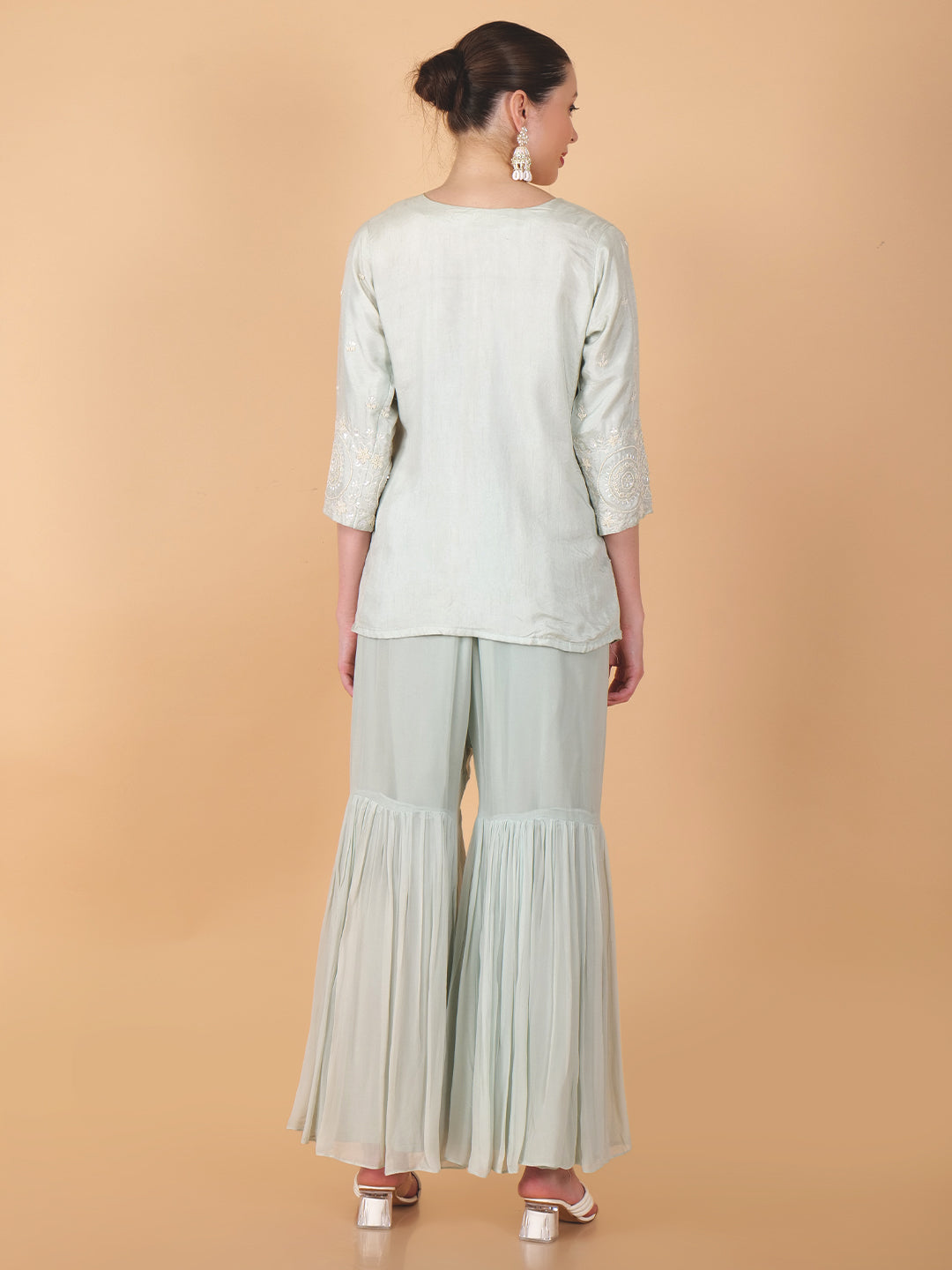 Suique Light Sage Embroidered Dress