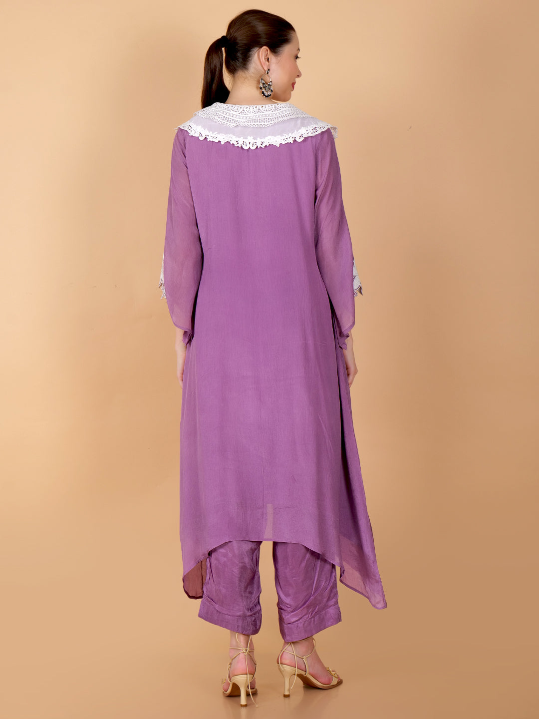 Suique Lavender Chinon Kurta Set