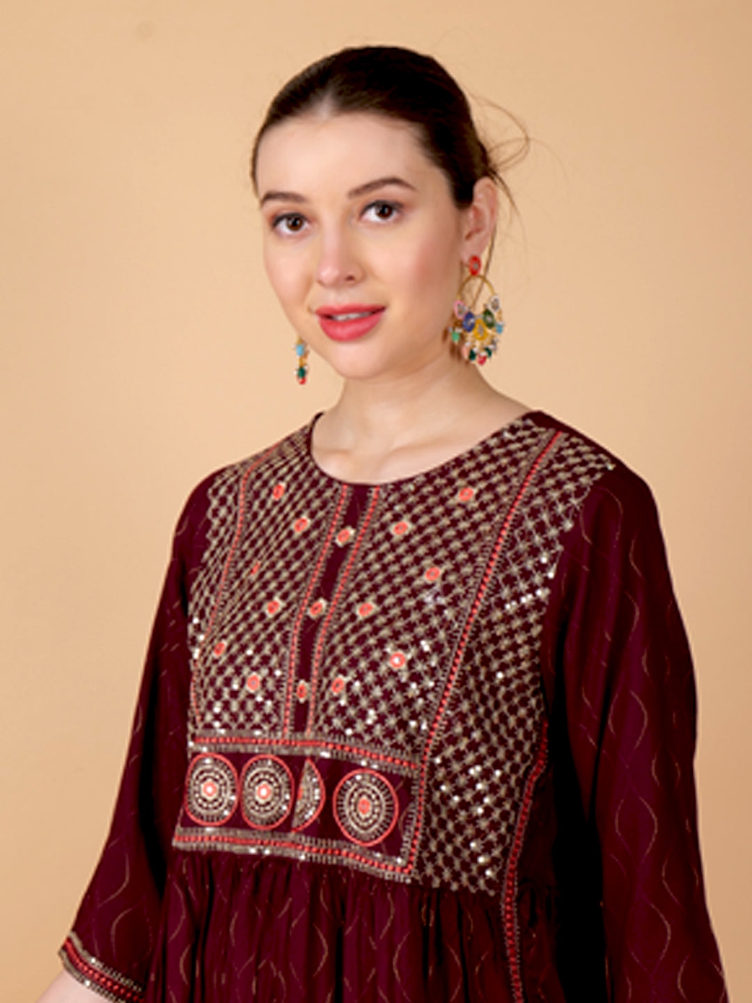 Suique Nayra Cut Maroon Suit Set