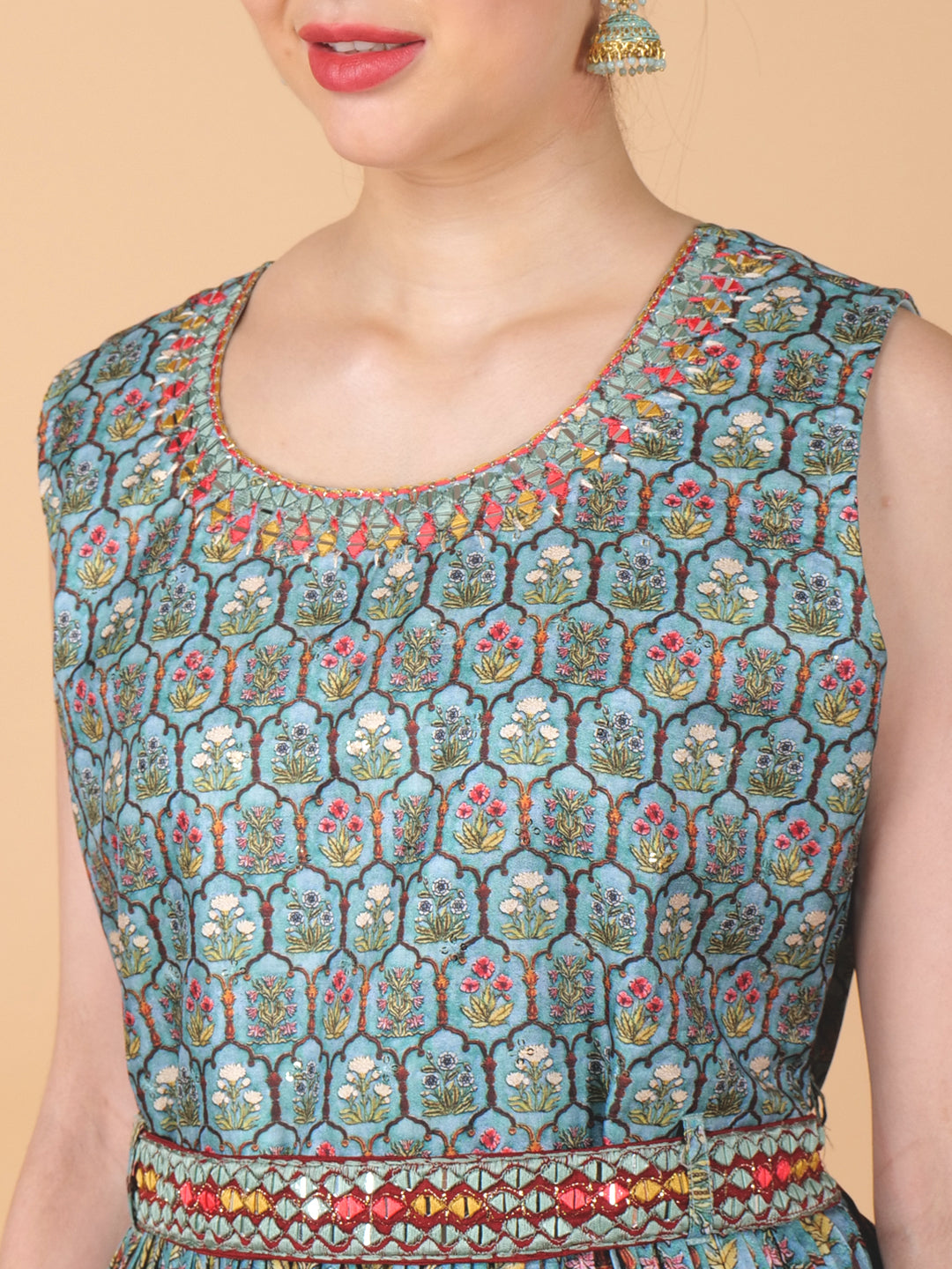 Suique Mirror work Printed Dress