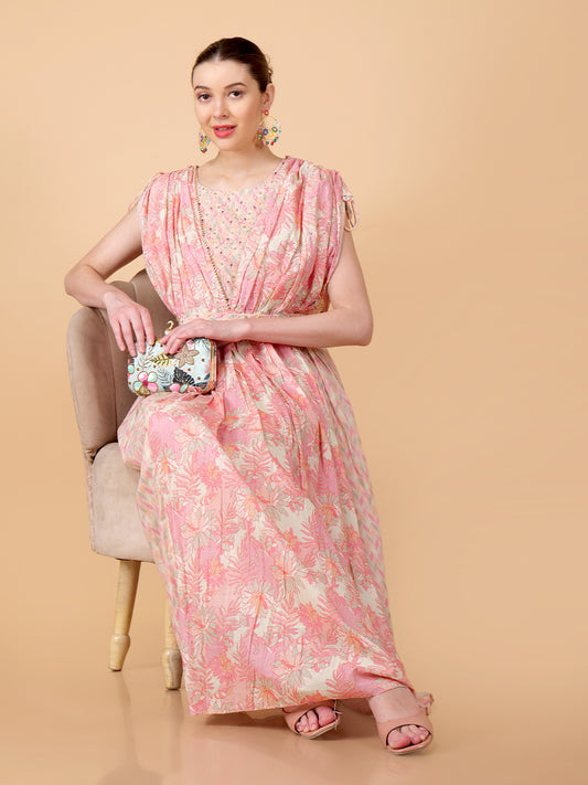 Suique Pastel Pink Floral Dress