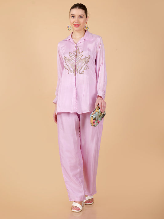 Suique Soft Pink Chinon Co-ord Set