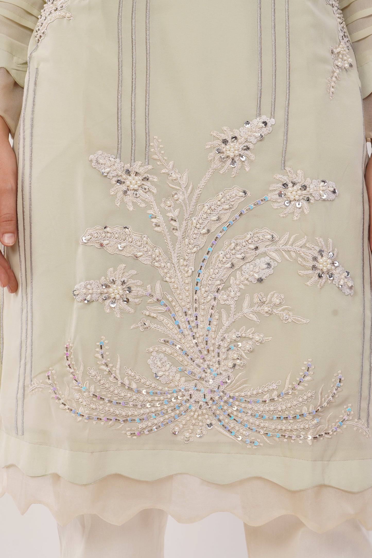 Suique Hand-Embellished Mint Suit Set