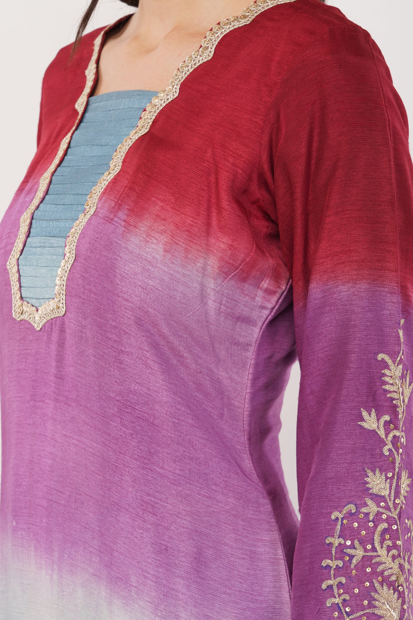 Suique Gradient Embroidered Kurta Set