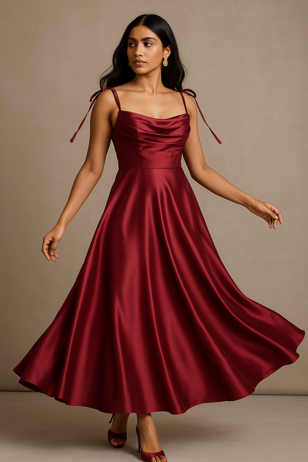 Suique Satin Corset Flared Gown