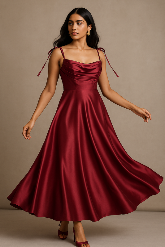 Suique Satin Corset Flared Gown