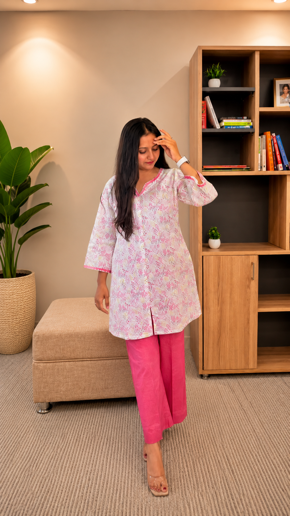 Pink Printed Cotton Coord Set