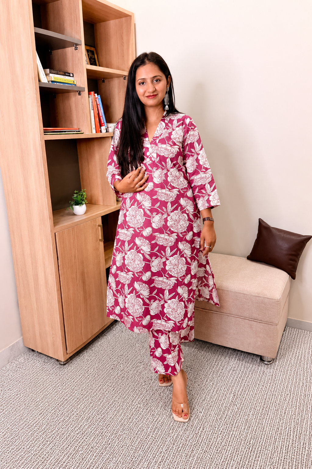 Floral Pure Cotton Kurta Set