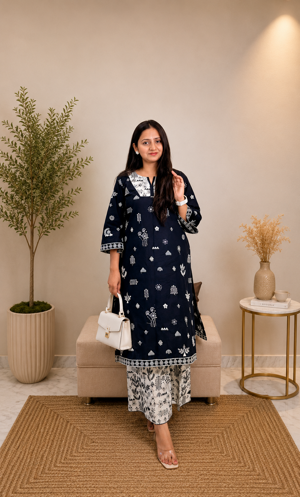Black Embroidered Kurta Set