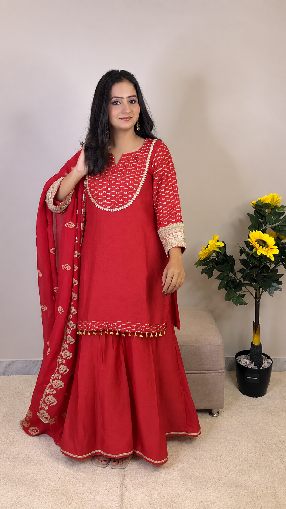 Crimson Red – Sharara Set