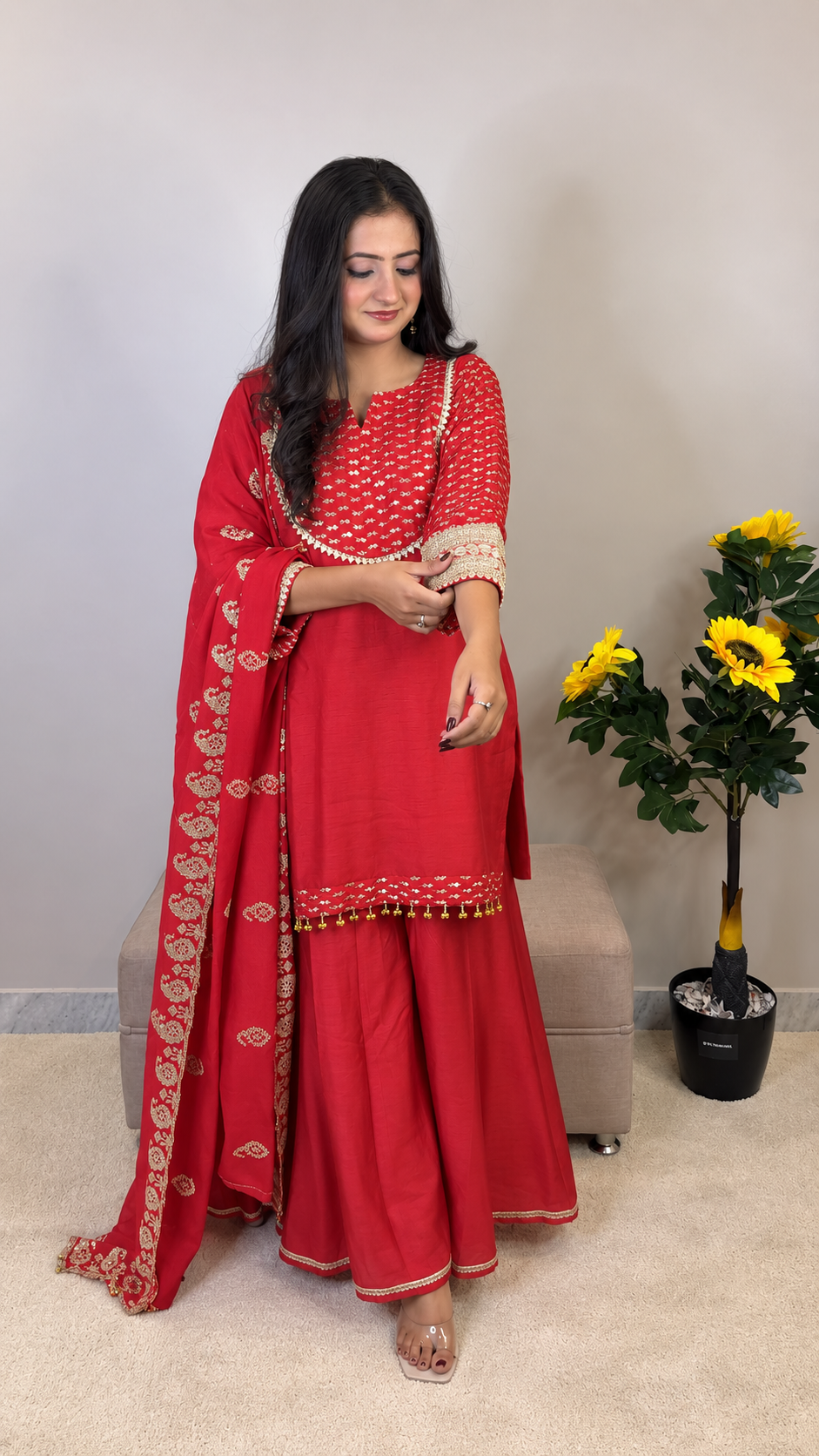 Crimson Red – Sharara Set