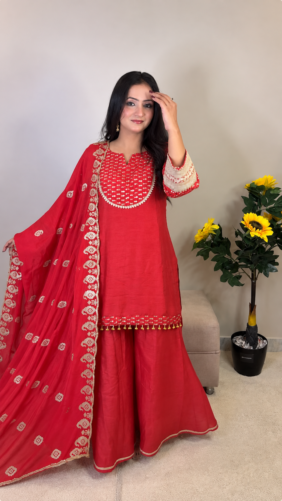 Crimson Red – Sharara Set