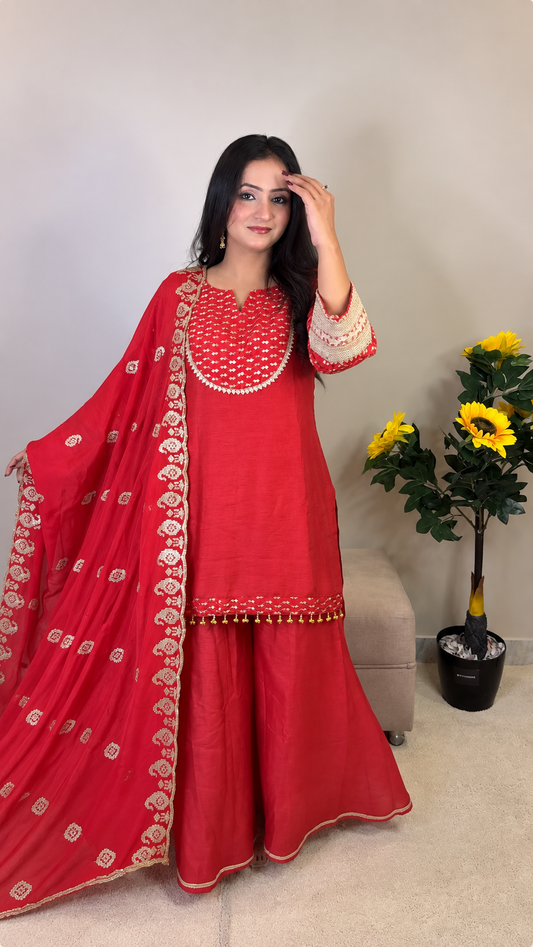 Crimson Red – Sharara Set