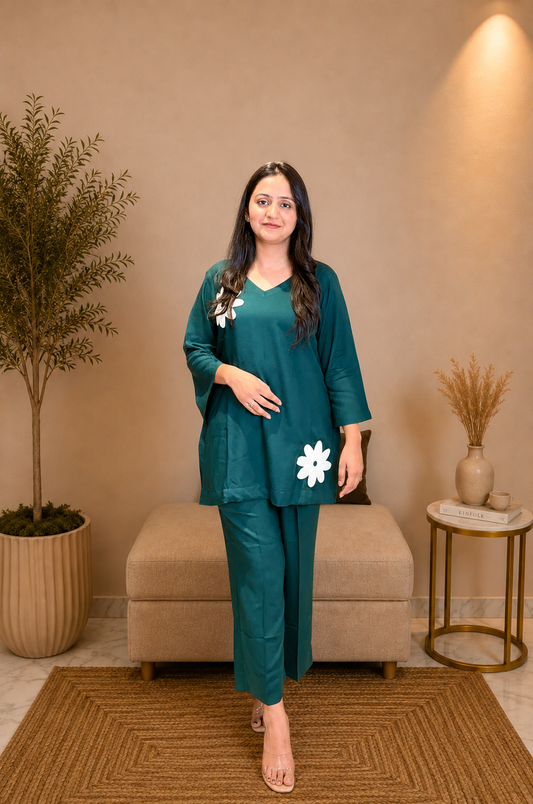 Bottle Green Daisy Co-ord Set
